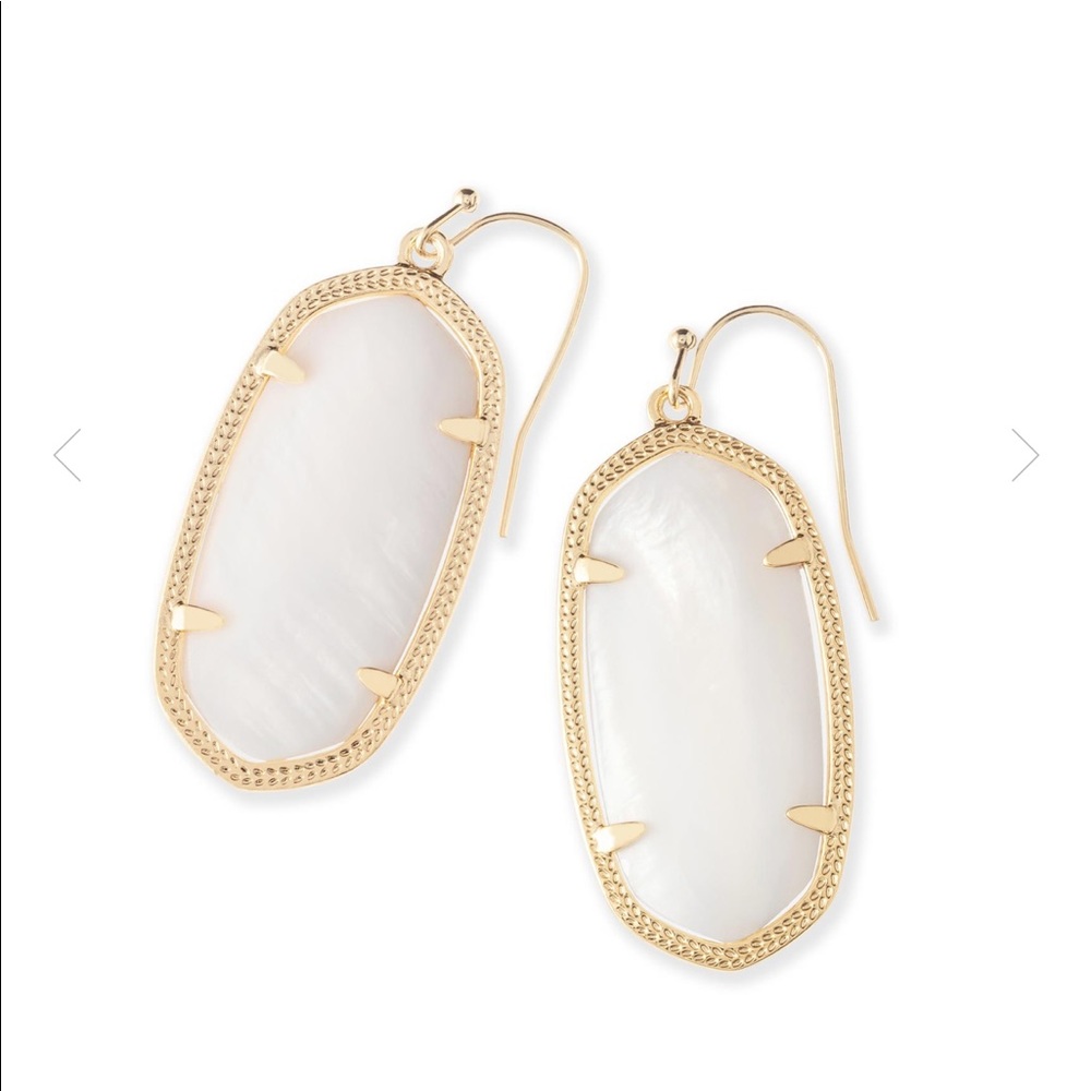 Kendra Scott Elle Gold Drop Earrings - White Pearl